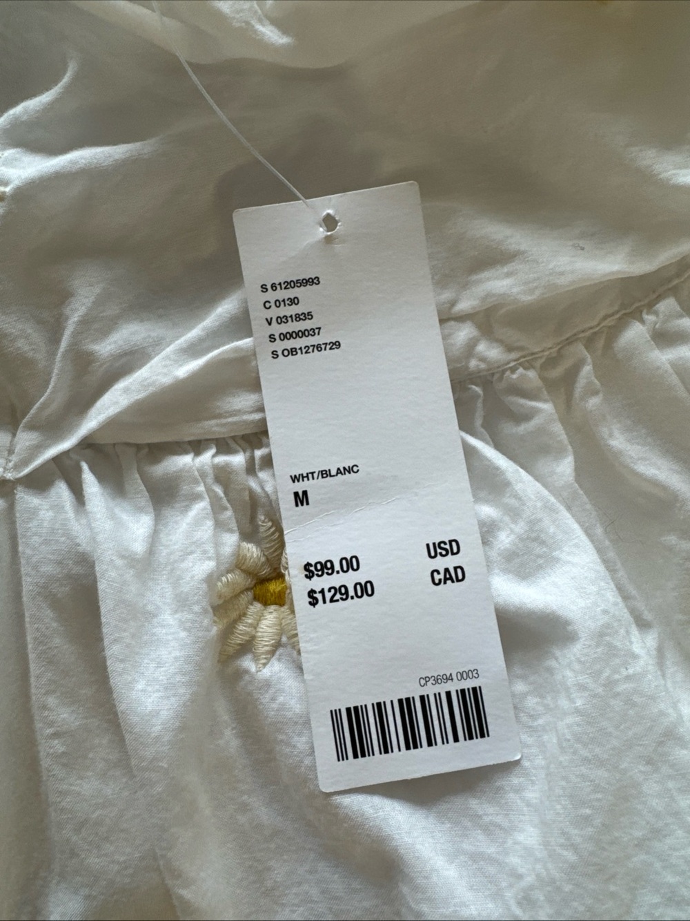 NWT Urban Outfitters Avril Embroidered Frock Mini Dress White Daisy Size M - Picture 2 of 7